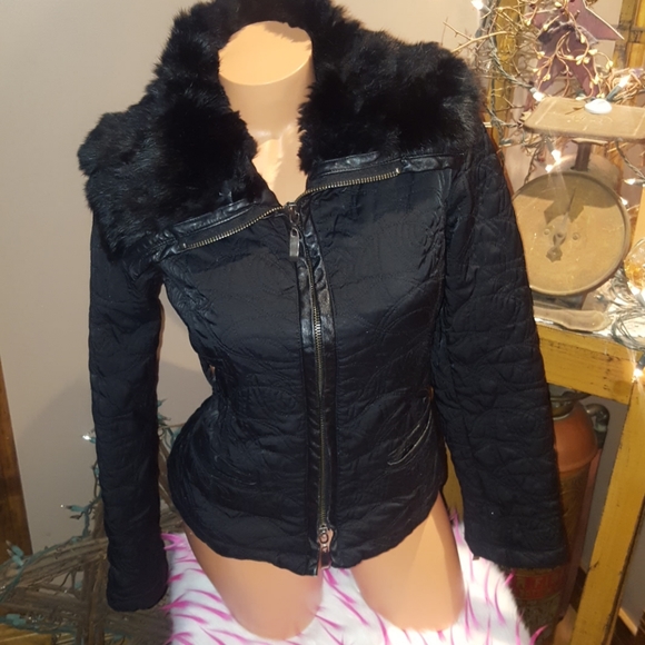 bebe Jackets & Blazers - Bebe real rabbit fur coat XS